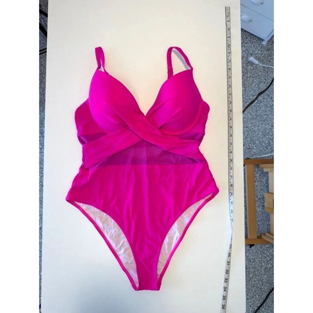 Hilor Hot Pink Twist-Front One-Piece Swimsuit US 14